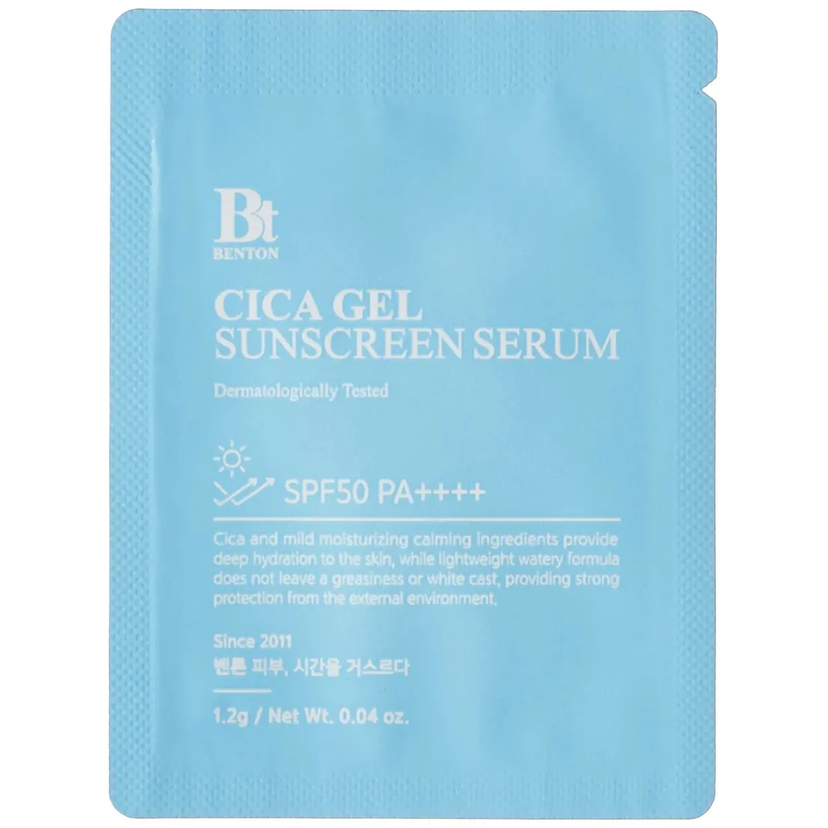 Зволожувальна сонцезахисна крем-сироватка з центелою Benton CICA Gel Sunscreen Serum SPF50 PA++++ 1.2 г