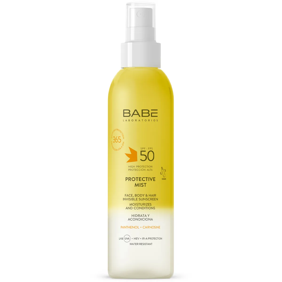 Сонцезахисний невидимий спрей-міст для обличчя, тіла та волосся SPF50 BABE Laboratorios Protective Mist SPF50 150 мл