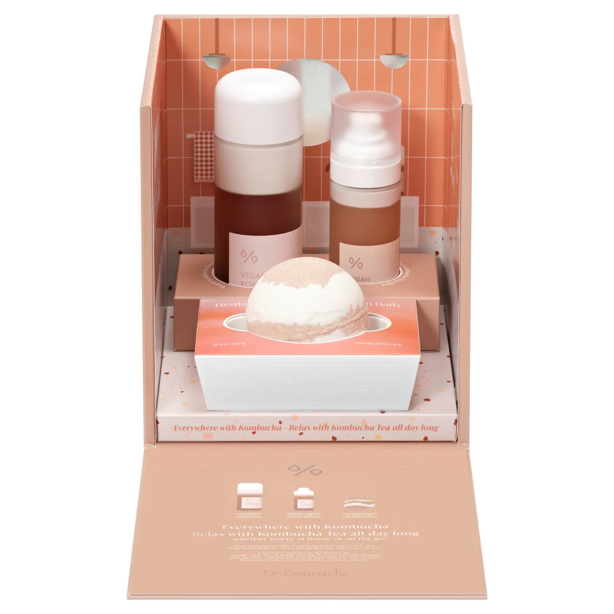 Веганський набір з екстрактом комбучі та чорного чаю Dr.Ceuracle Vegan Kombucha Tea Relaxing Care Set 3 в 1