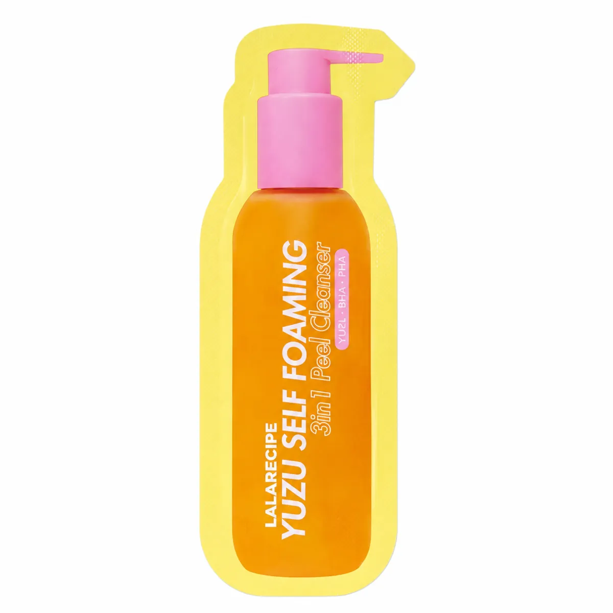 Освітлювальна пінка для вмивання з екстрактом юдзу 3 в 1 LALARECIPE Yuzu Vita C Self Foaming 3in1 Cleanser 3 мл
